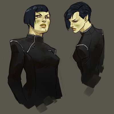 Charakter Konzept von einer Frau in Uniform für Besatzungsmitglieder eines Raumschiffs von Sibylle Hell