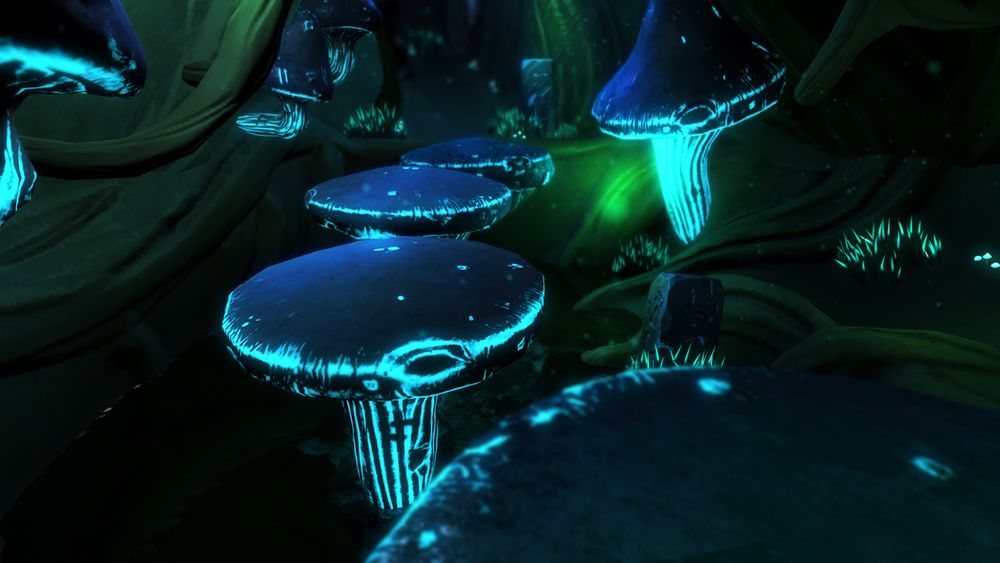 3D Szene mit leuchtenden Pilzen von Constantin Copony