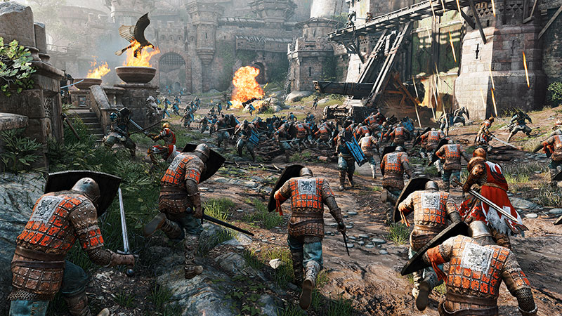 For Honor Ritter stürzen in die Schlacht in dem Spiel For Honor